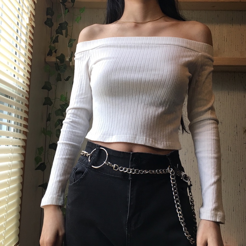 White off the shoulder top